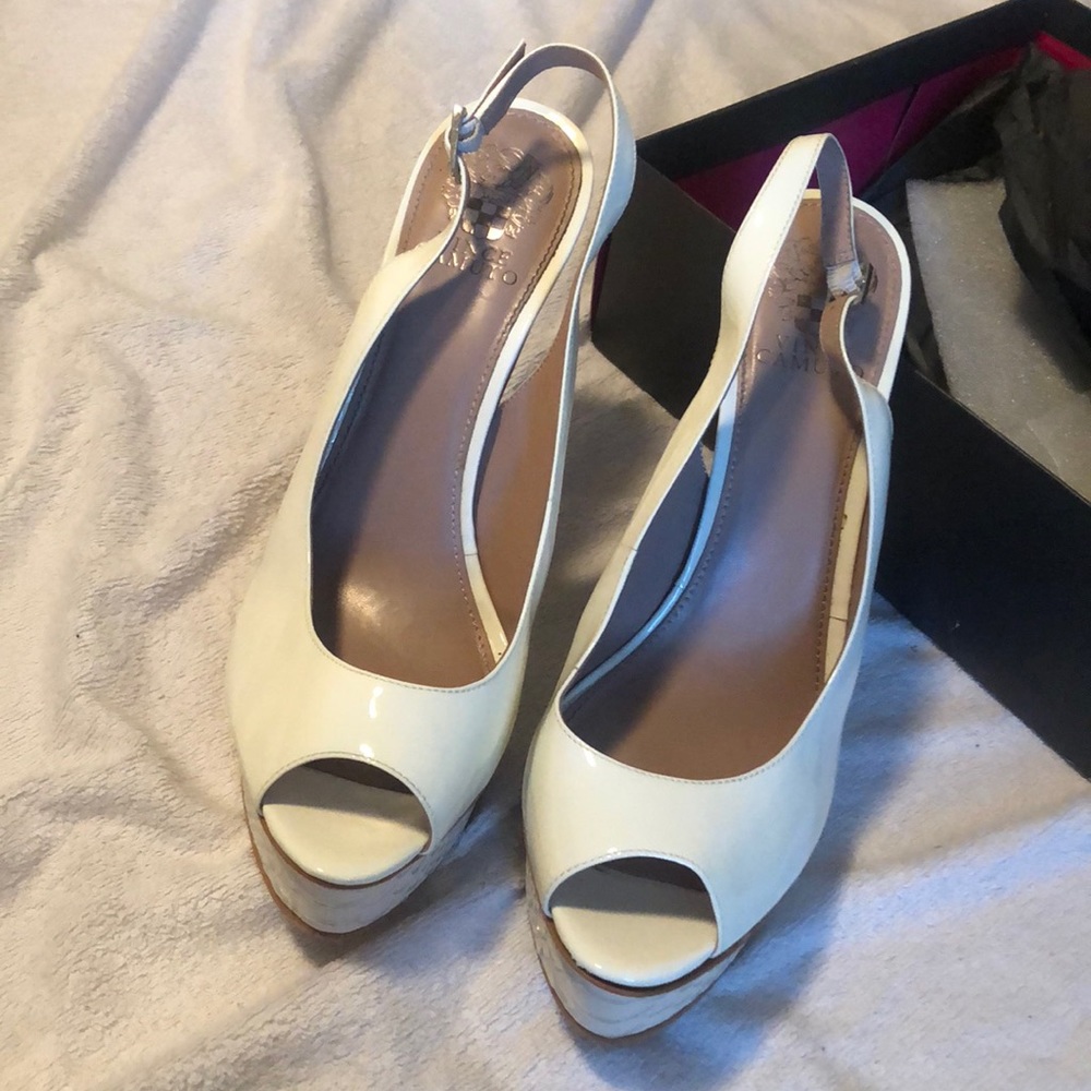 Vince Camuto white heels